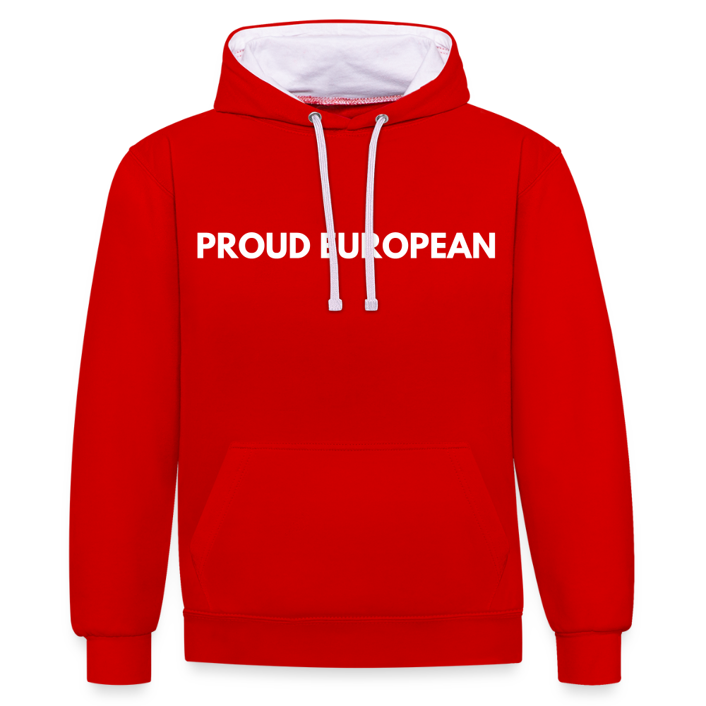 "PROUD EUROPEAN" - Kontrast-Hoodie - red/white