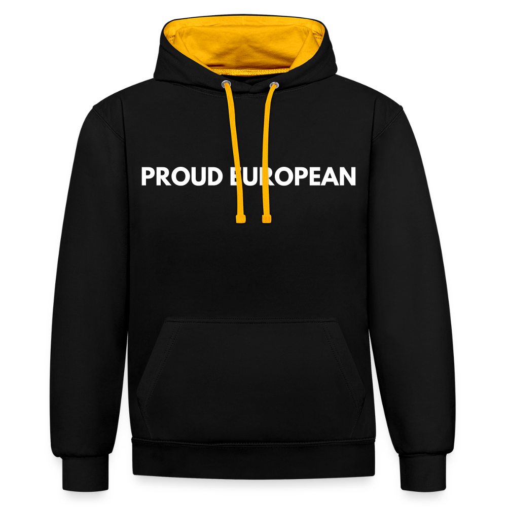 "PROUD EUROPEAN" - Kontrast-Hoodie - black/gold