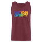 Men’s Premium Tank Top - "United in Diversity - LGBTQ" - heather burgundy