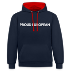 "PROUD EUROPEAN" - Kontrast-Hoodie - navy/red