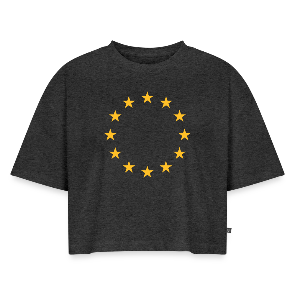 "12-Stars" - Women’s Oversized Organic Cropped T-Shirt - heather anthracite