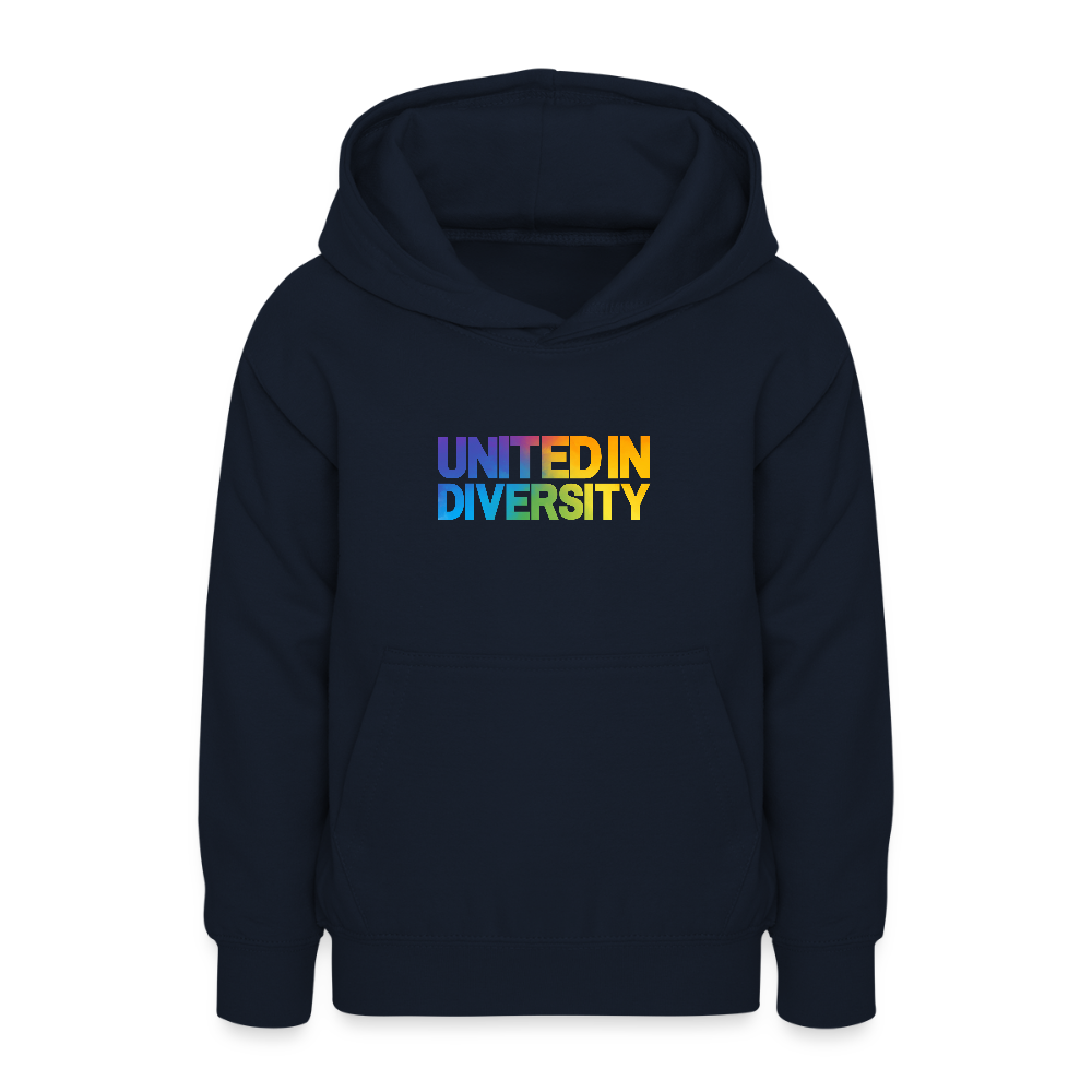 Teen Hoodie - "United in Diversity - LGBTQ" - navy