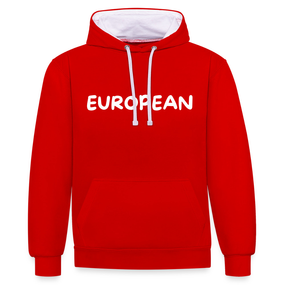 "EUROPEAN" - Kontrast-Hoodie - red/white