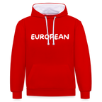 "EUROPEAN" - Kontrast-Hoodie - red/white