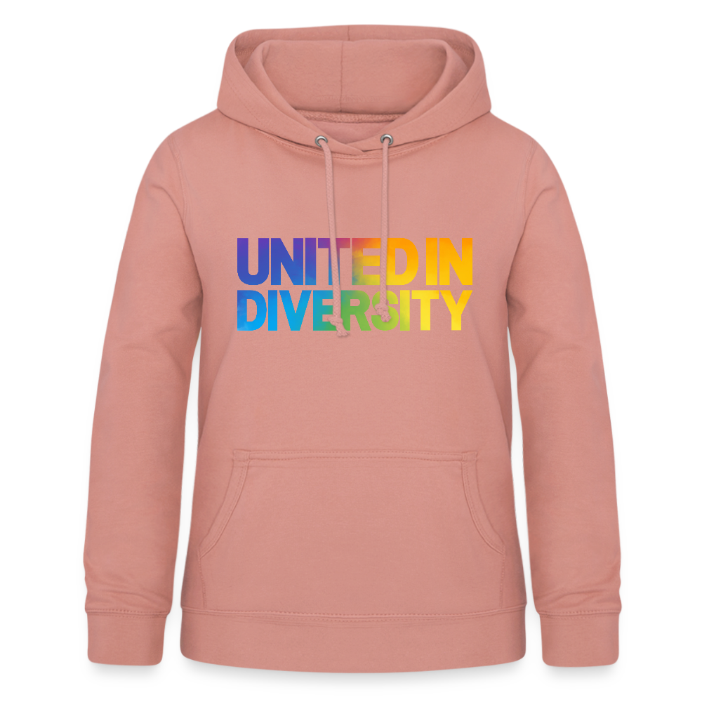 Women's Hoodie - "United in Diversity - LGBTQ" - dusky rose