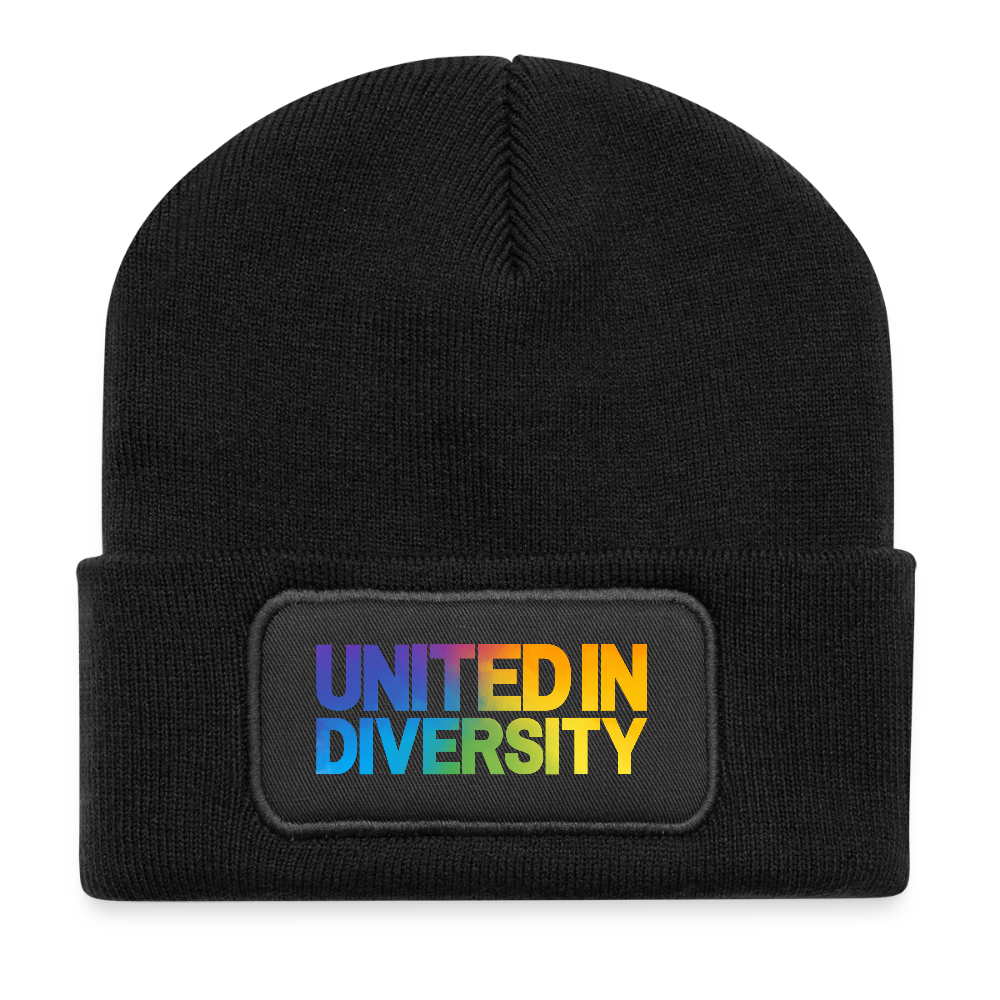 Recycled Patch Beanie - "United in Diversity - LGBTQ" - black