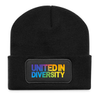 Recycled Patch Beanie - "United in Diversity - LGBTQ" - black