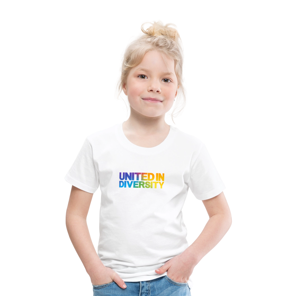 Kids' Premium T-Shirt  - "United in Diversity - LGBTQ" - white