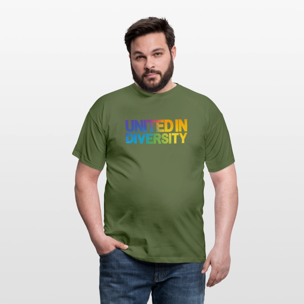 Men's T-Shirt - "United in Diversity - LGBTQ" - military green