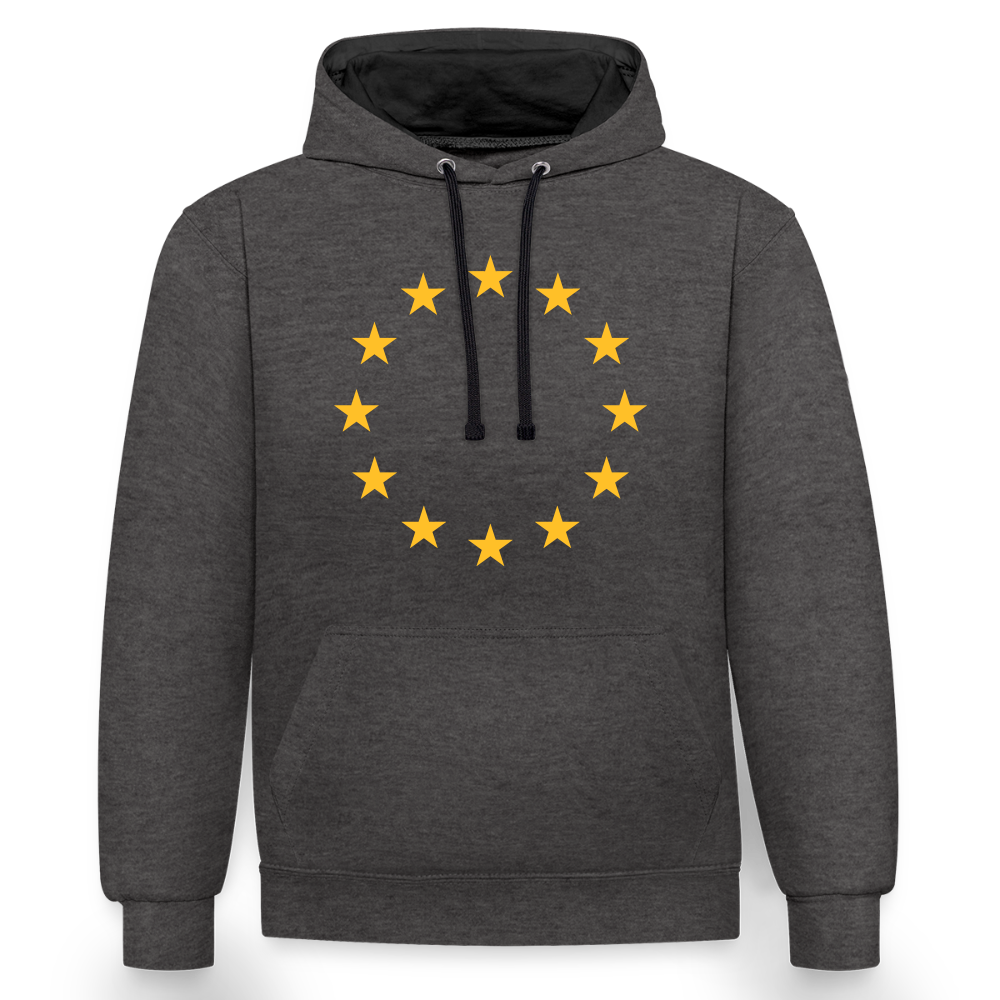 "12-Stars" - Contrast Colour Hoodie - charcoal/black