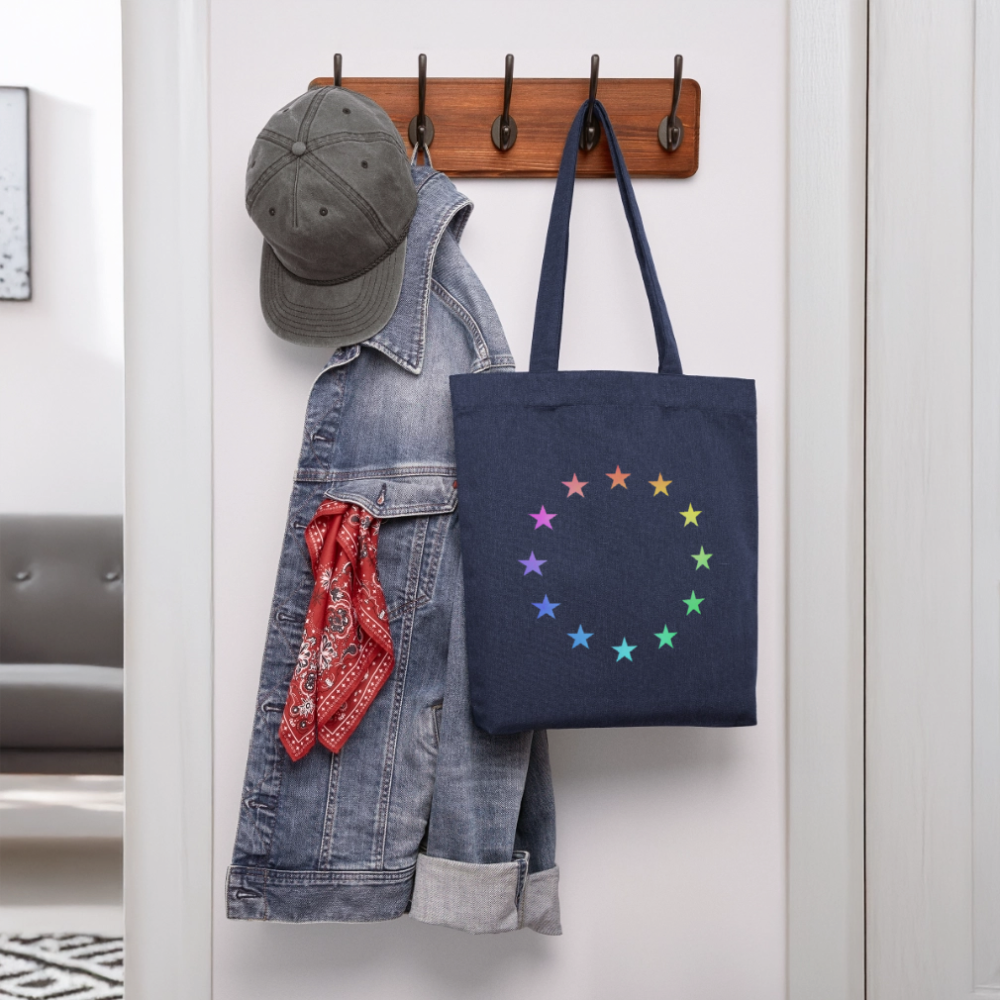 Stanley/Stella Heavyweight Recycled Tote Bag - "12 Stars - LGBTQ" - melange blue