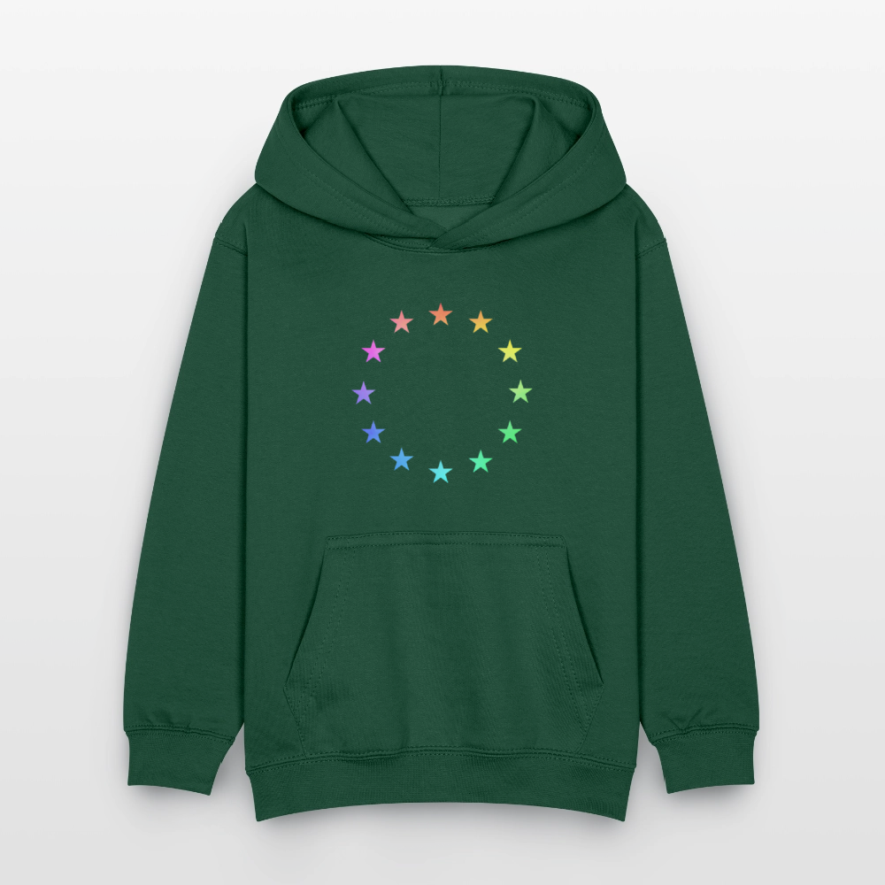 Kids Hoodie - "12 Stars - LGBTQ" - bottle green
