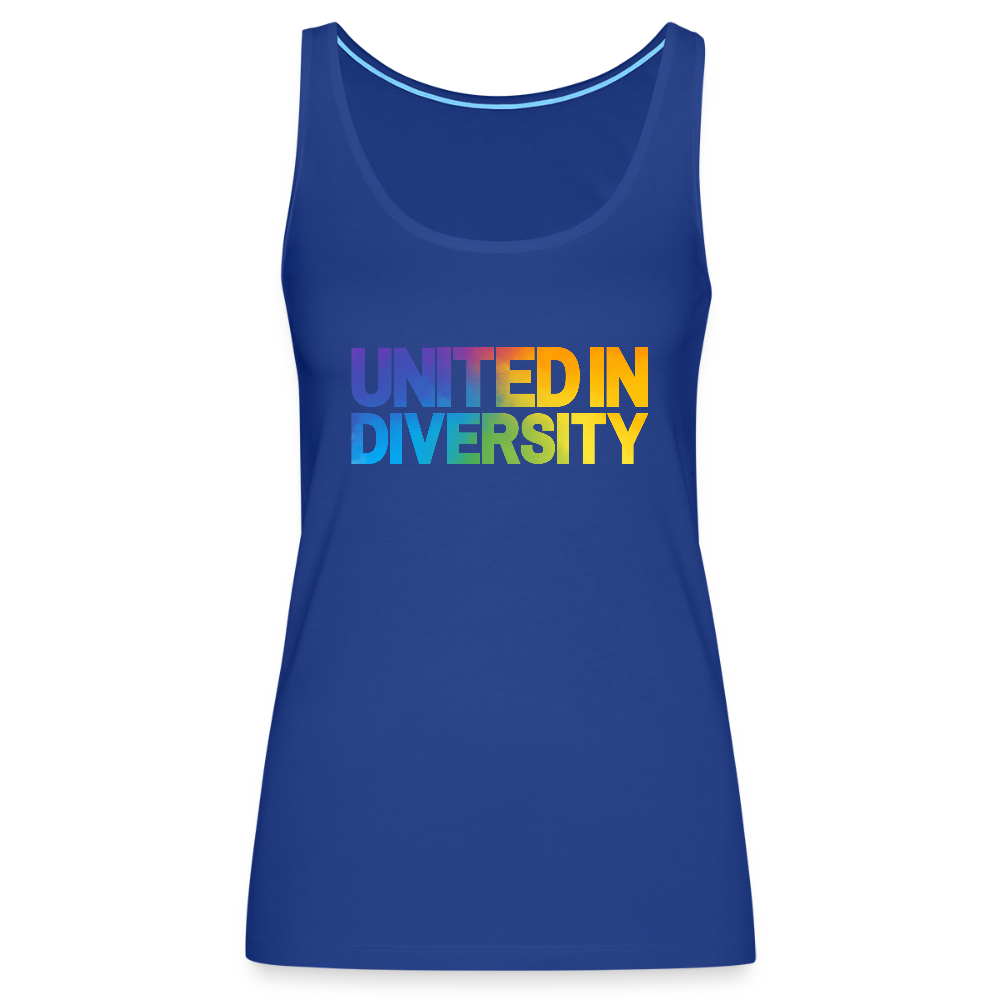 Women’s Premium Tank Top - "United in Diversity - LGBTQ" - royal blue