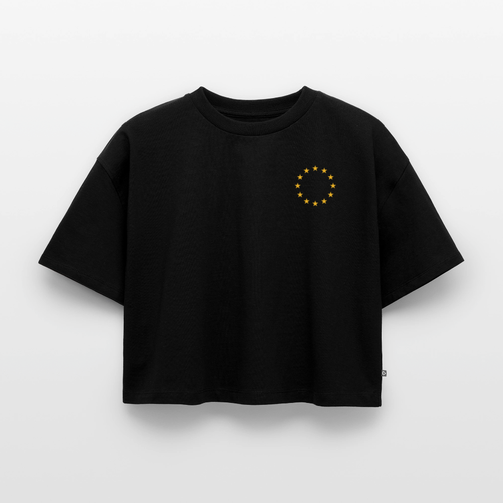 "12-stars-mini" - Frauen Oversized Bio Cropped T-Shirt - black