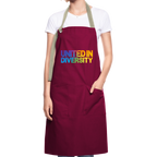 Artisan Apron - "United in Diversity - LGBTQ" - burgundy / desert sand