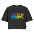 "United in Diversity - LGBTQ" Women’s Oversized Organic Cropped T-Shirt - heather anthracite