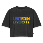 "United in Diversity - LGBTQ" Women’s Oversized Organic Cropped T-Shirt - heather anthracite
