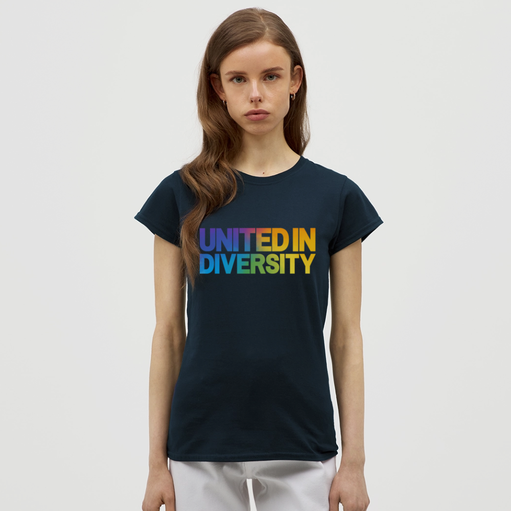 Women's T-Shirt - "United in Diversity - LGBTQ" - navy