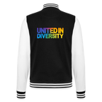 College Sweat Jacket - "United in Diversity - LGBTQ" - black/white