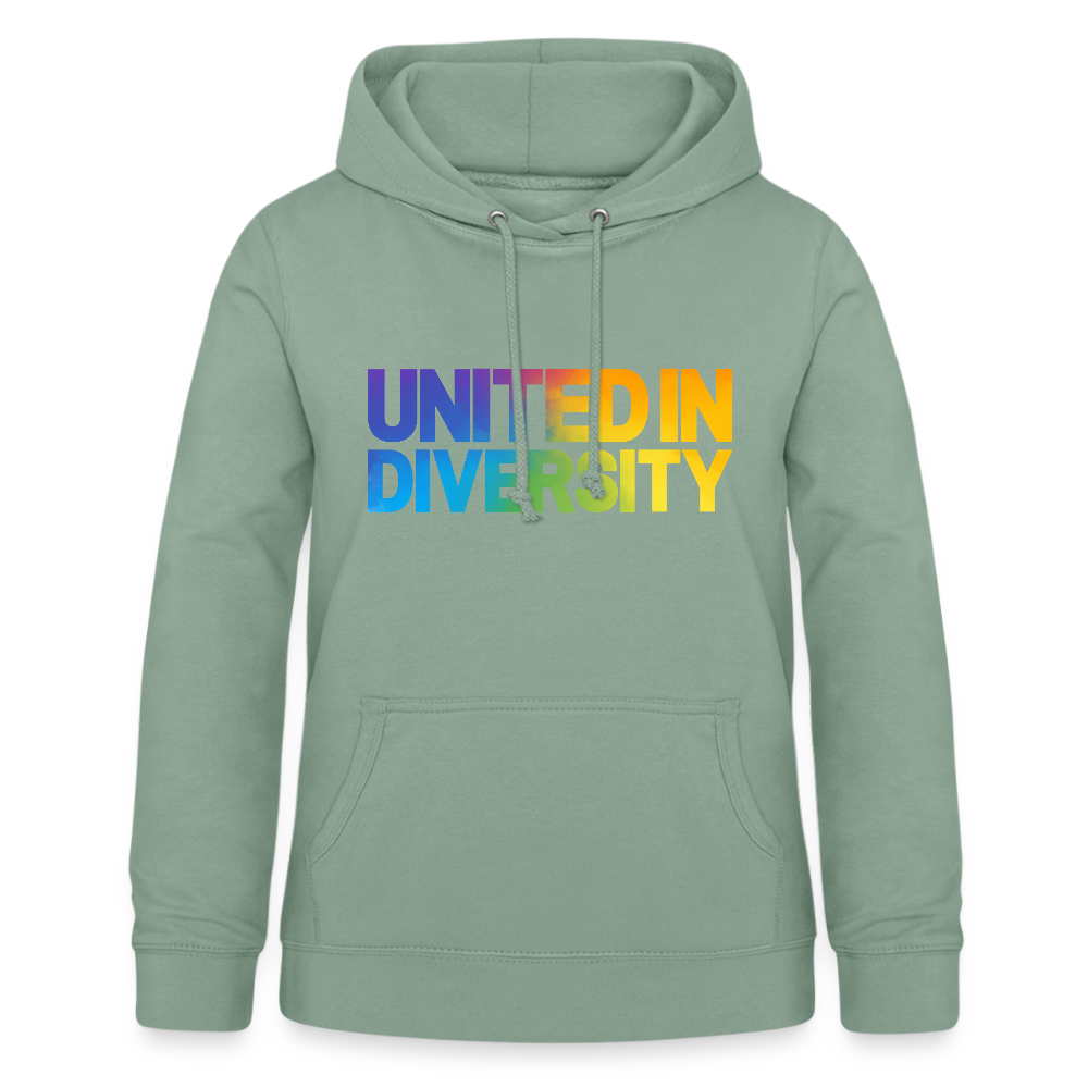 Women's Hoodie - "United in Diversity - LGBTQ" - steel green