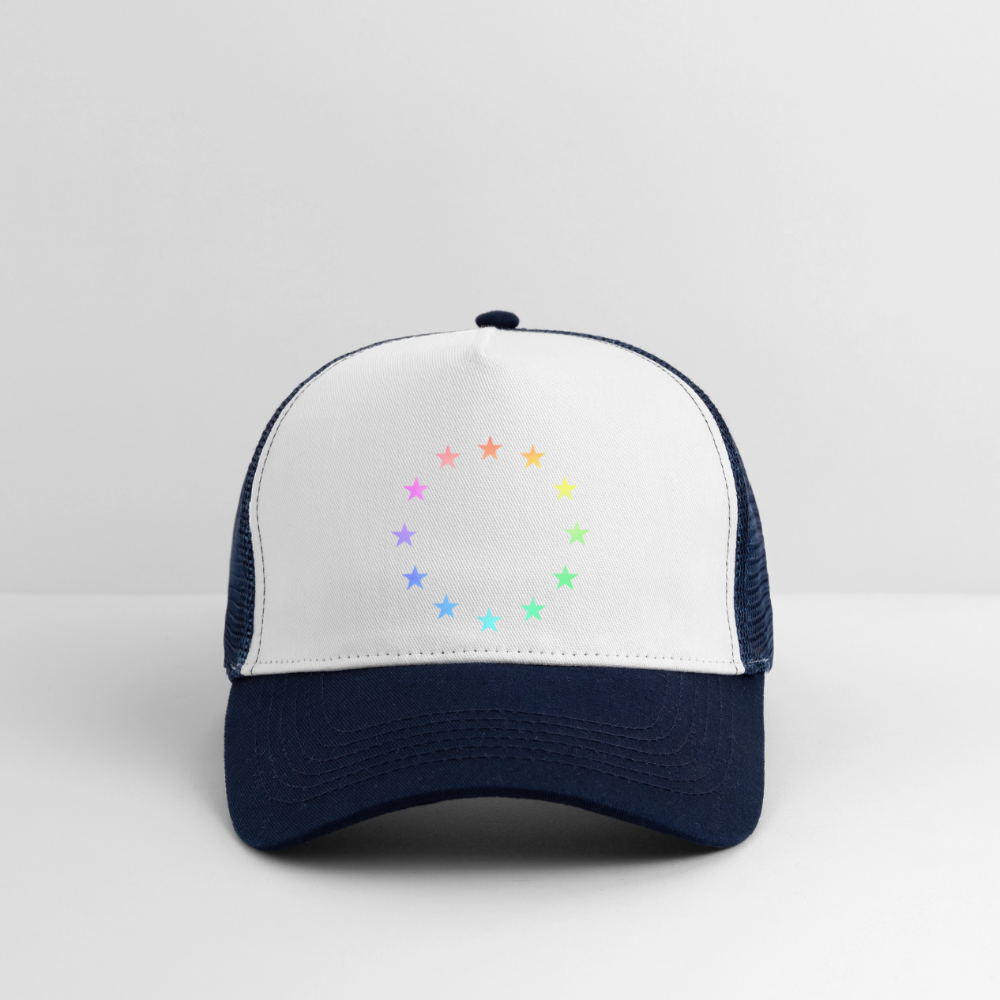 Trucker Cap - "12 Stars - LGBTQ" - white/navy