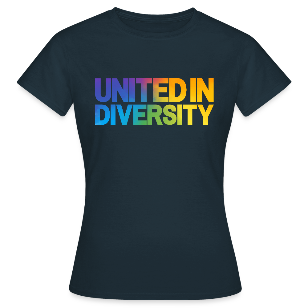 Women's T-Shirt - "United in Diversity - LGBTQ" - navy