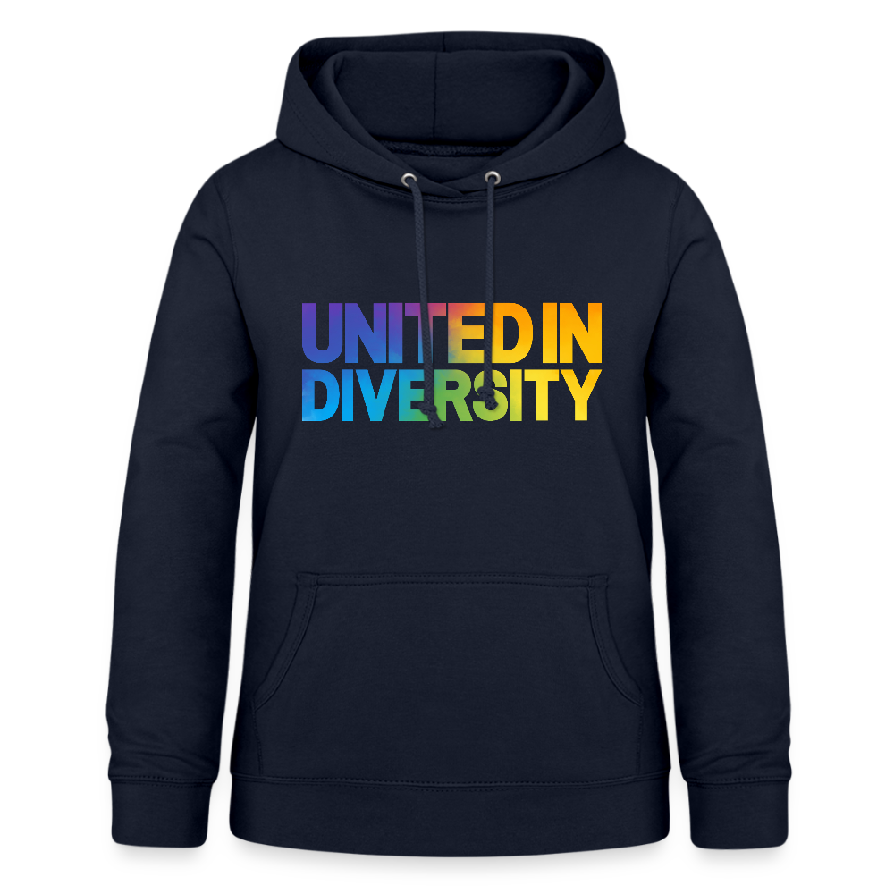 Women's Hoodie - "United in Diversity - LGBTQ" - navy