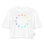 Women’s Oversized Organic Cropped T-Shirt - "12 Stars - LGBTQ" - white