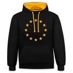 "12-Stars" - Contrast Colour Hoodie - black/gold