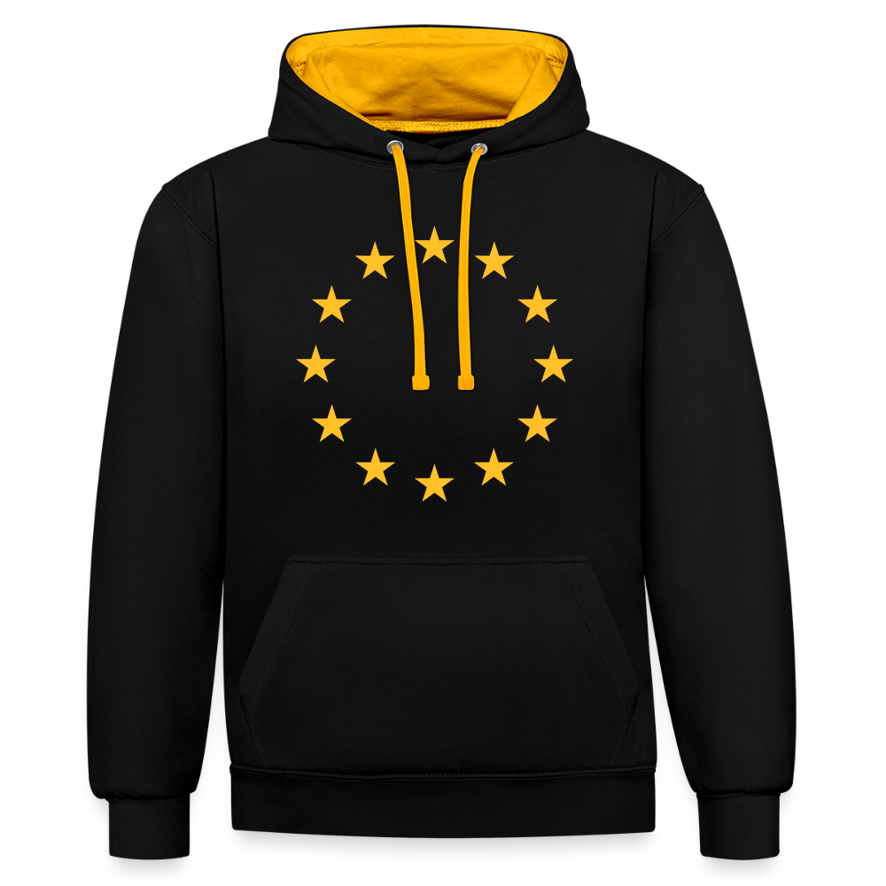 "12-Stars" - Contrast Colour Hoodie - black/gold