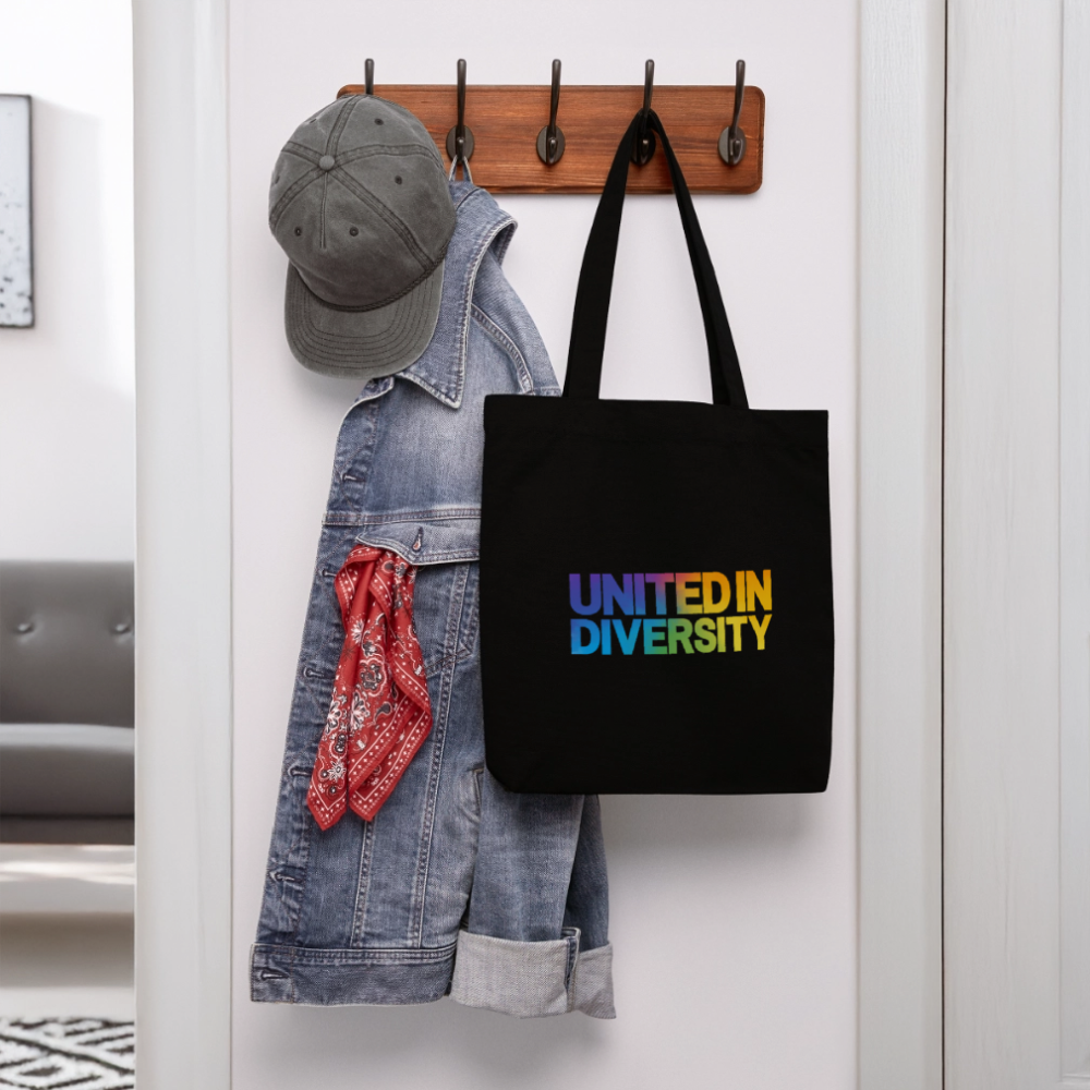Stanley/Stella Heavyweight Recycled Tote Bag - "United in Diversity - LGBTQ" - black