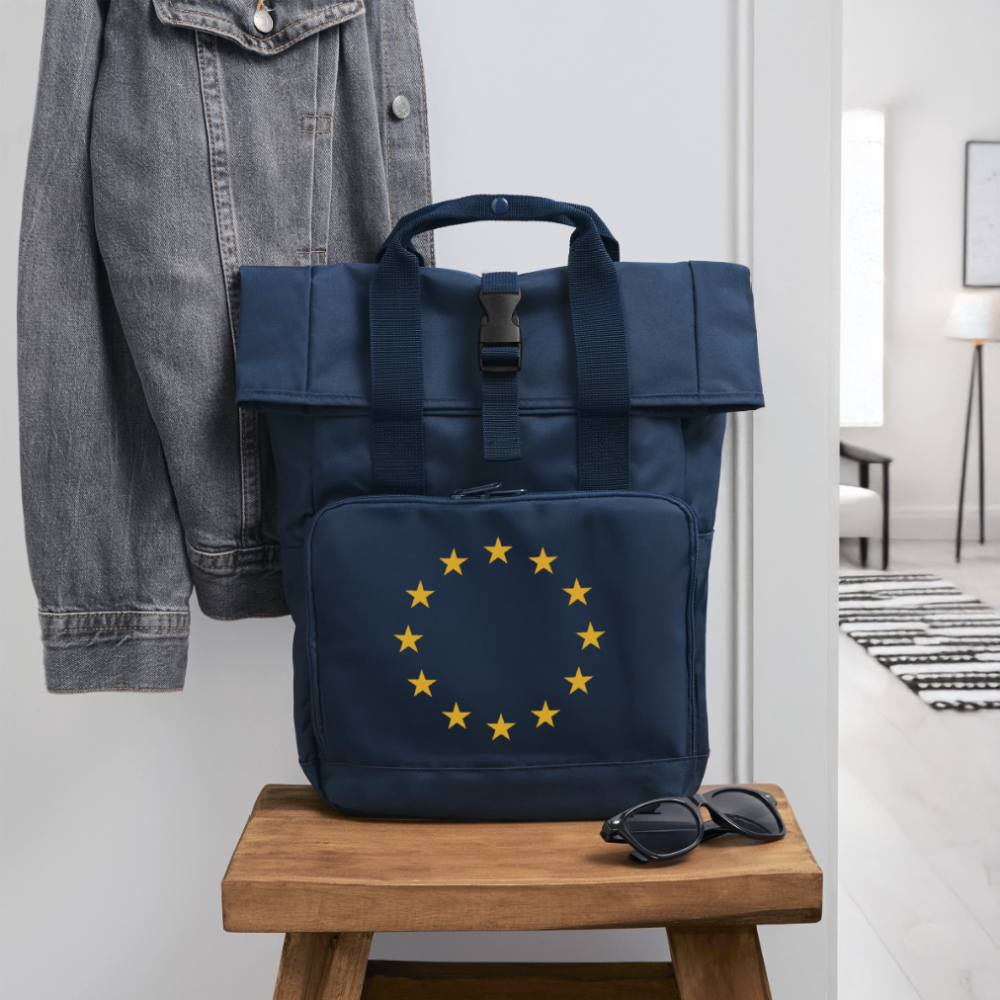 "12-Stars" - Roll Top Backpack with Two Handles - navy