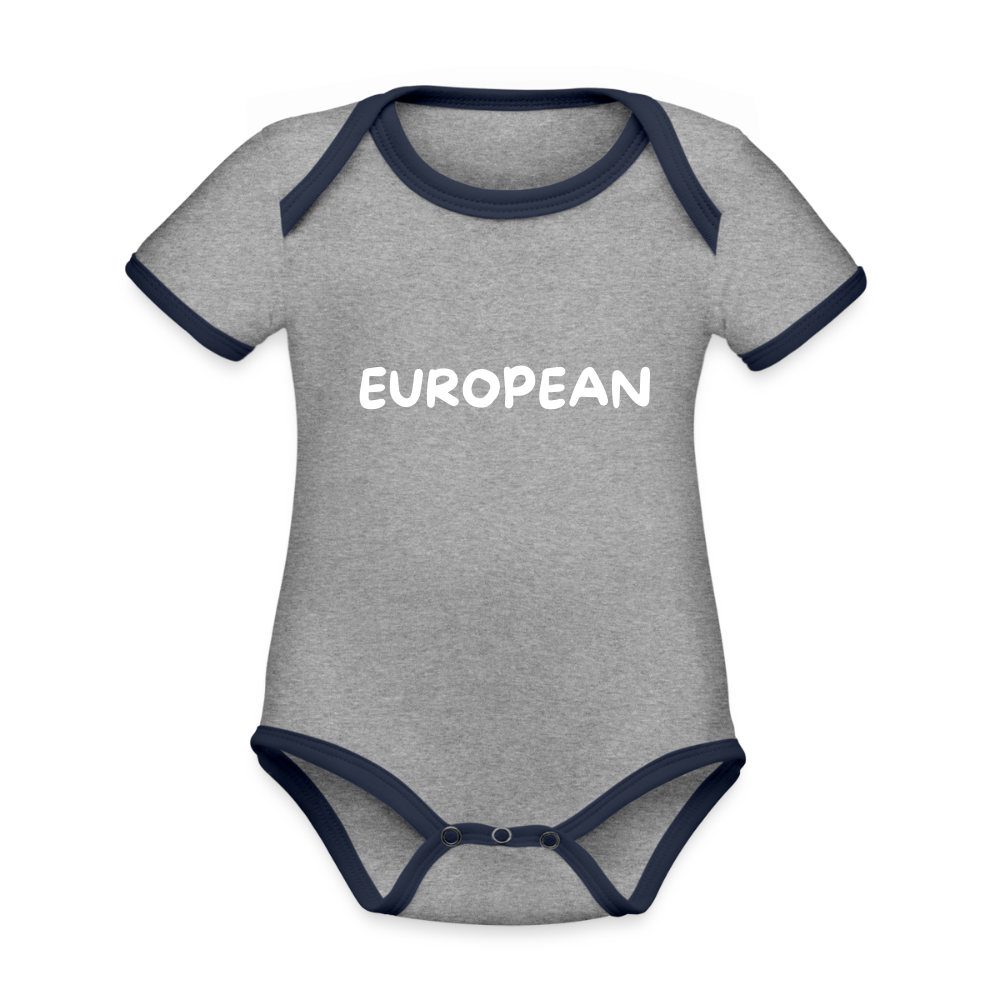 "EUROPEAN" - Baby Bio-Kurzarm-Kontrastbody - heather grey/navy