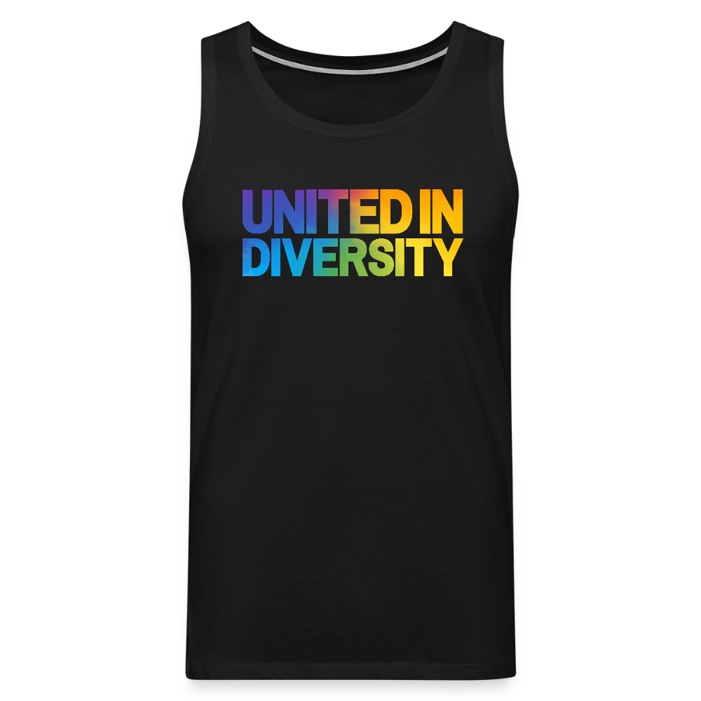 Men’s Premium Tank Top - "United in Diversity - LGBTQ" - black