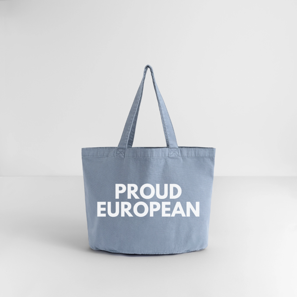 "PROUD EUROPEAN" - Vintage-Washed Shopper - Vintage Blue