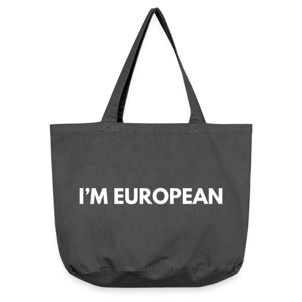 "I'M EUROPEAN" - Vintage-Washed Shopper - vintage black