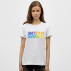 Women's T-Shirt - "United in Diversity - LGBTQ" - white
