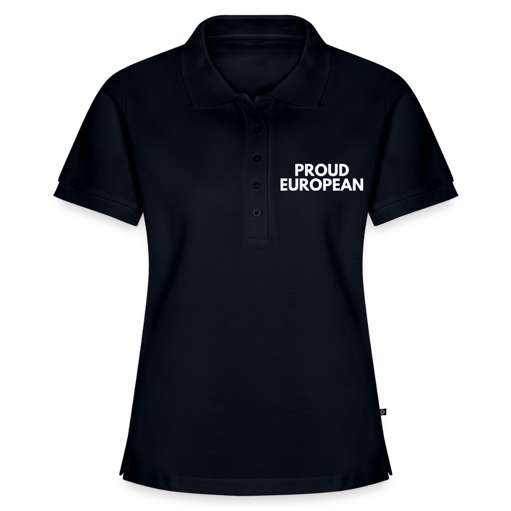 "PROUD EUROPEAN" - Frauen Premium Bio Polo Shirt - navy
