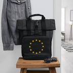 "12-Stars" - Roll Top Backpack with Two Handles - black