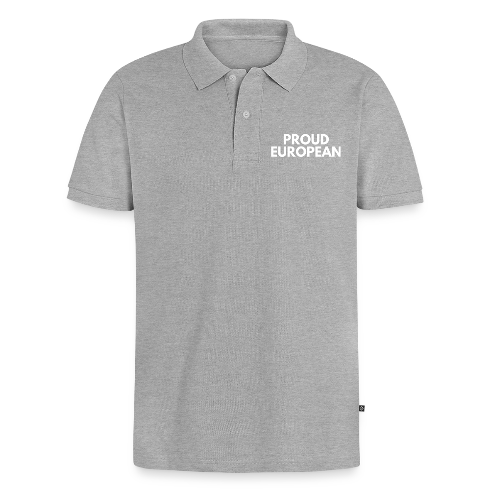 "PROUD EUROPEAN" - Männer Premium Bio Polo Shirt - heather grey