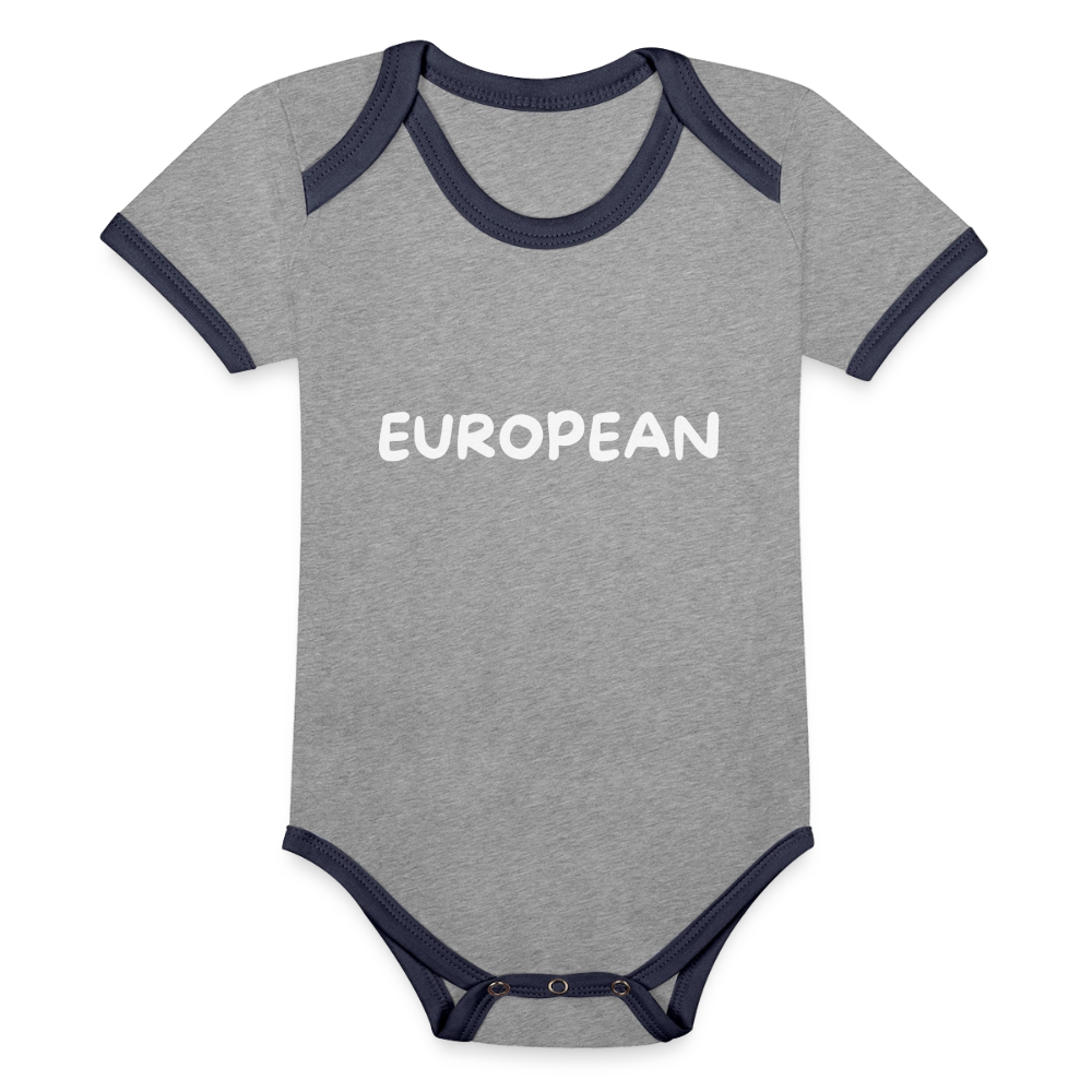 "EUROPEAN" - Baby Bio-Kurzarm-Kontrastbody - heather grey/navy