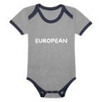 "EUROPEAN" - Baby Bio-Kurzarm-Kontrastbody - heather grey/navy