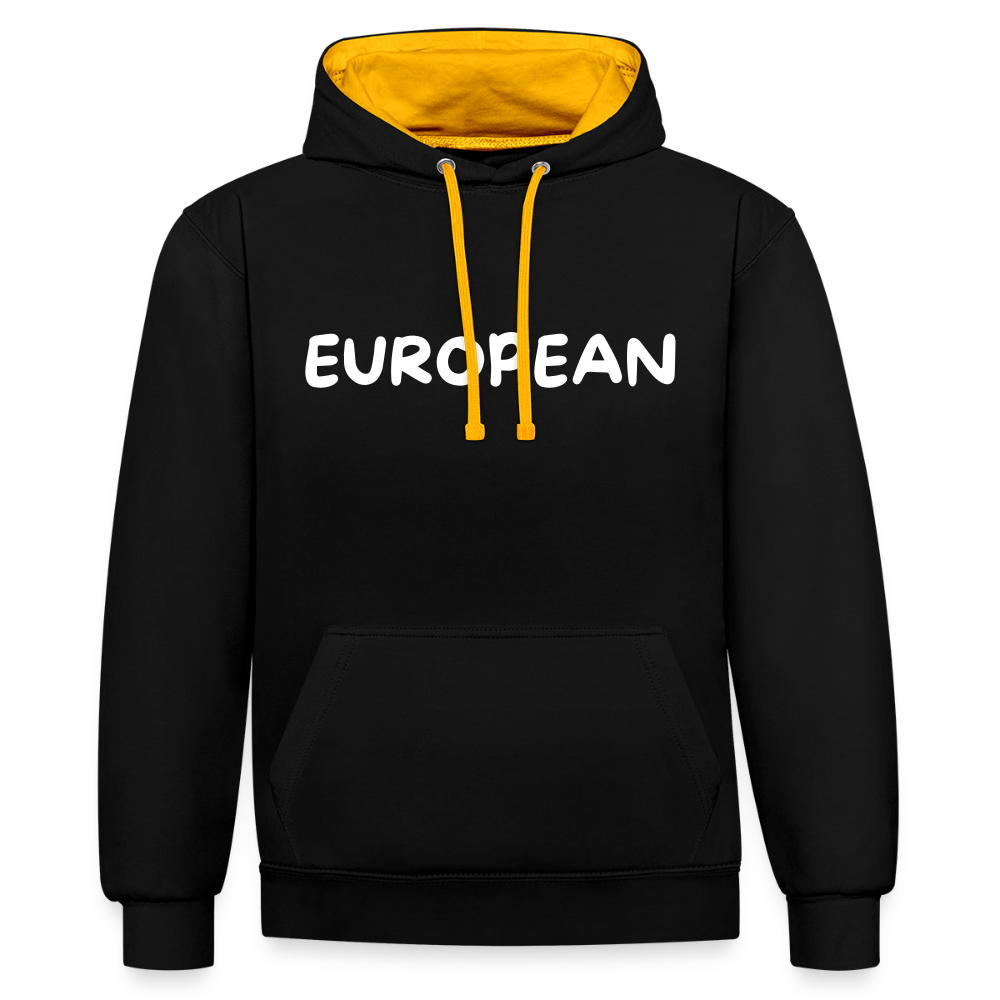 "EUROPEAN" - Kontrast-Hoodie - black/gold