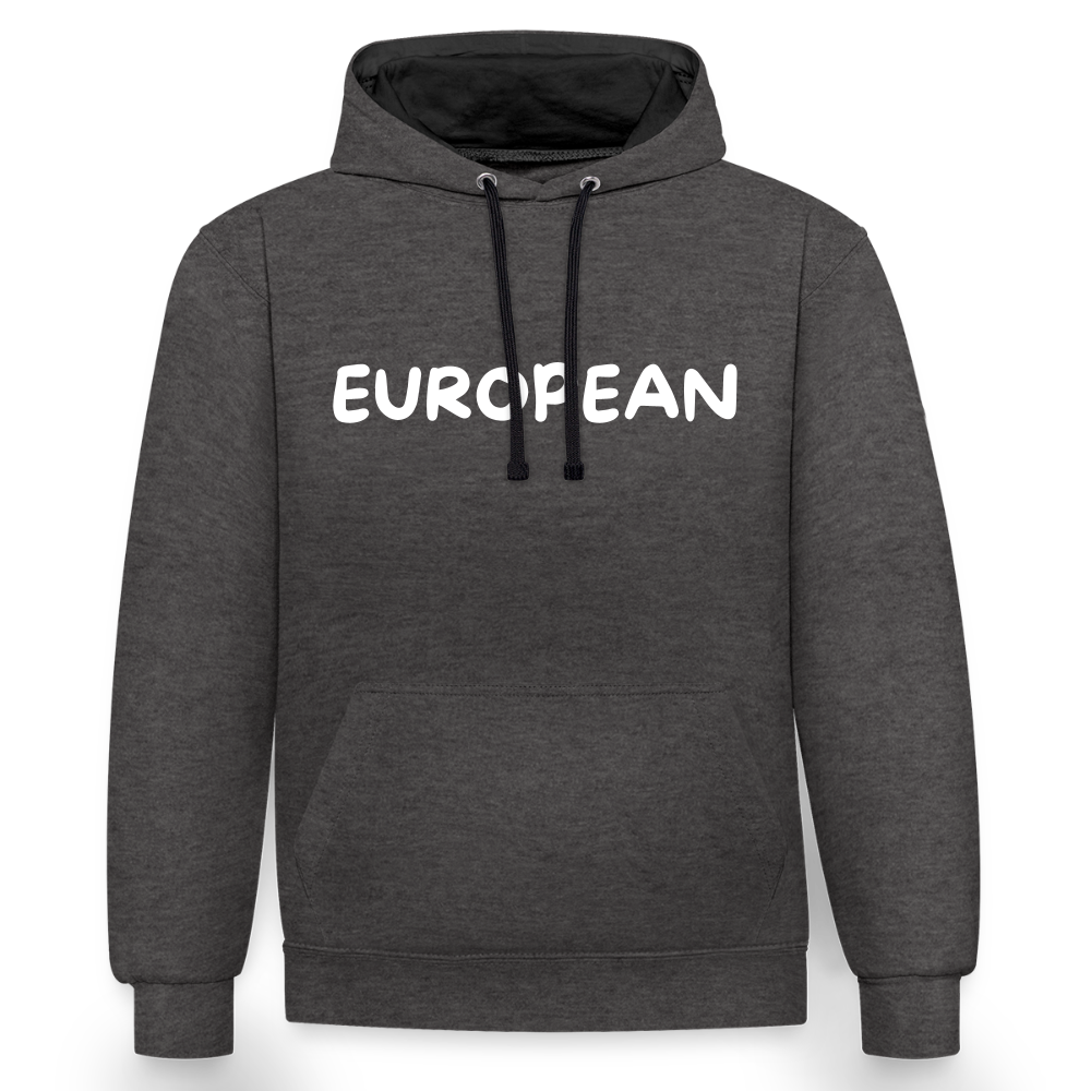 "EUROPEAN" - Kontrast-Hoodie - charcoal/black