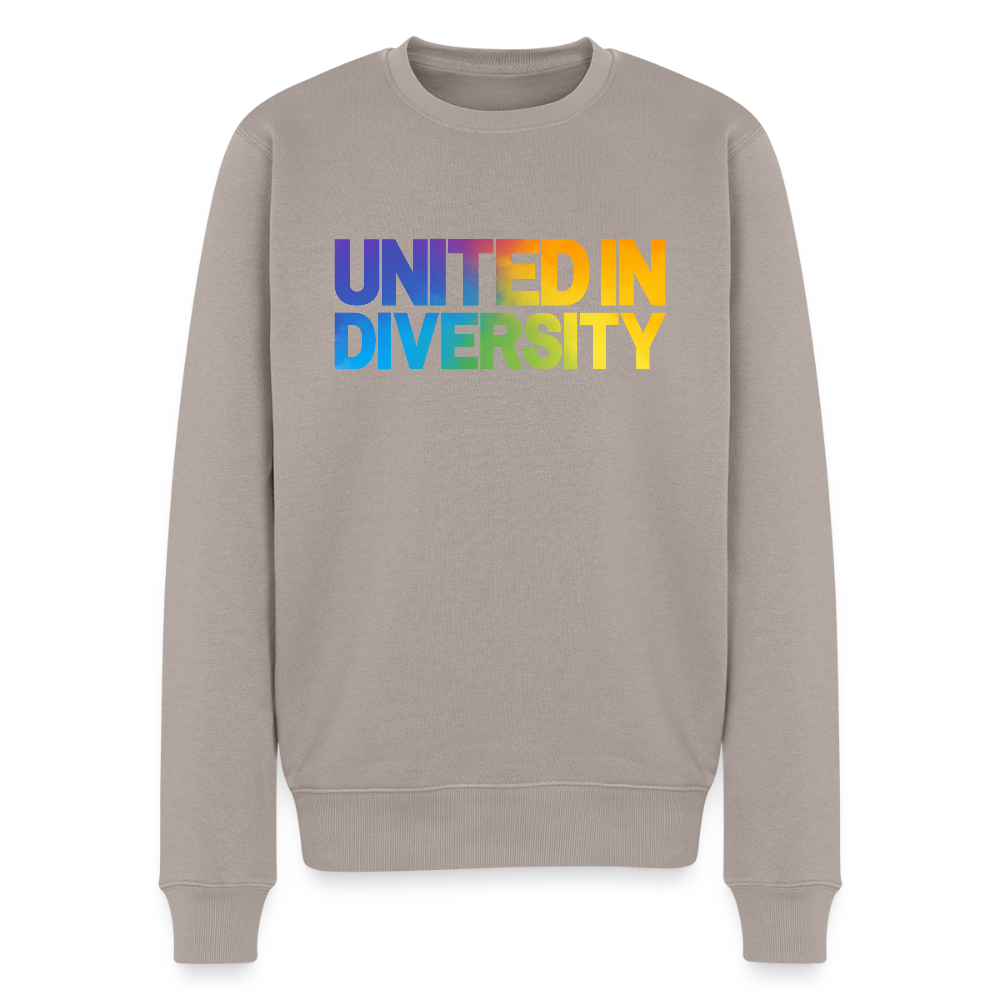 Men’s Premium Sweatshirt - "United in Diversity - LGBTQ" - taupe