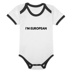 "I'M EUROPEAN" - Baby Bio-Kurzarm-Kontrastbody - white/black