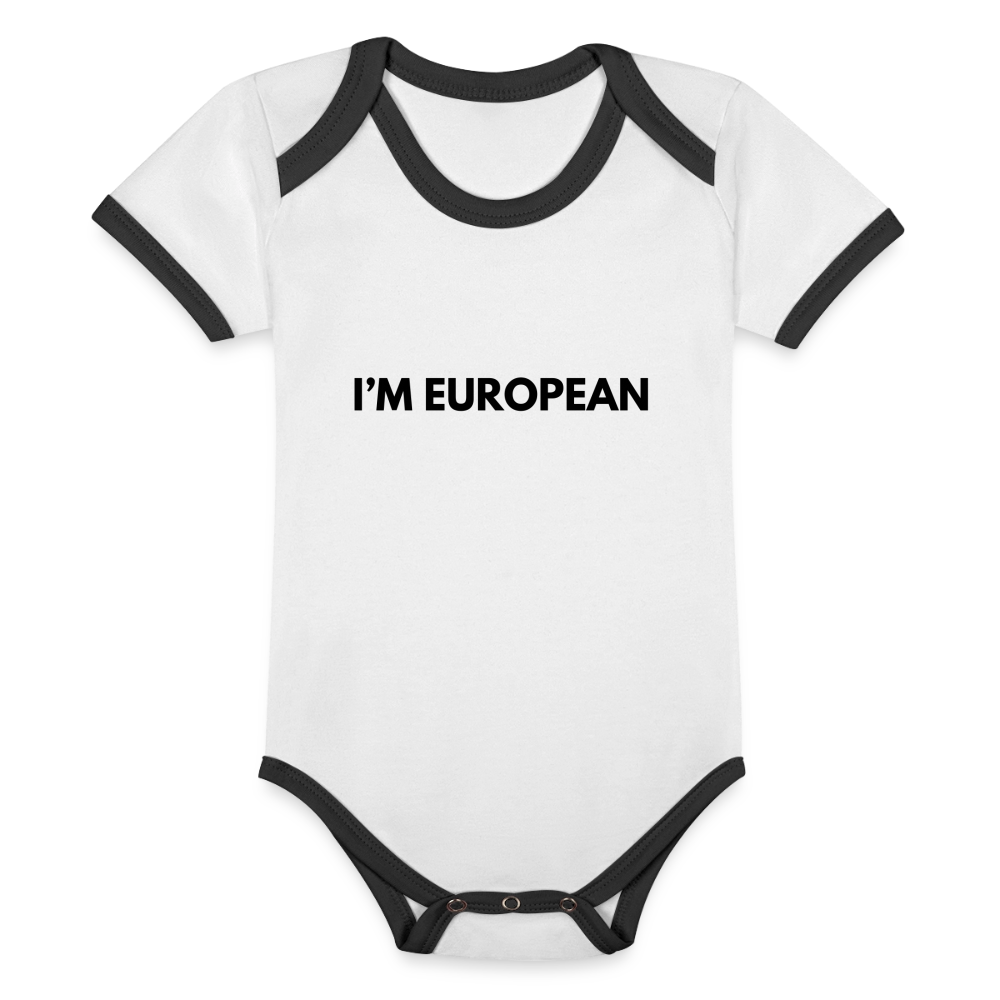 "I'M EUROPEAN" - Baby Bio-Kurzarm-Kontrastbody - white/black