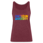 Women’s Premium Tank Top - "United in Diversity - LGBTQ" - heather burgundy