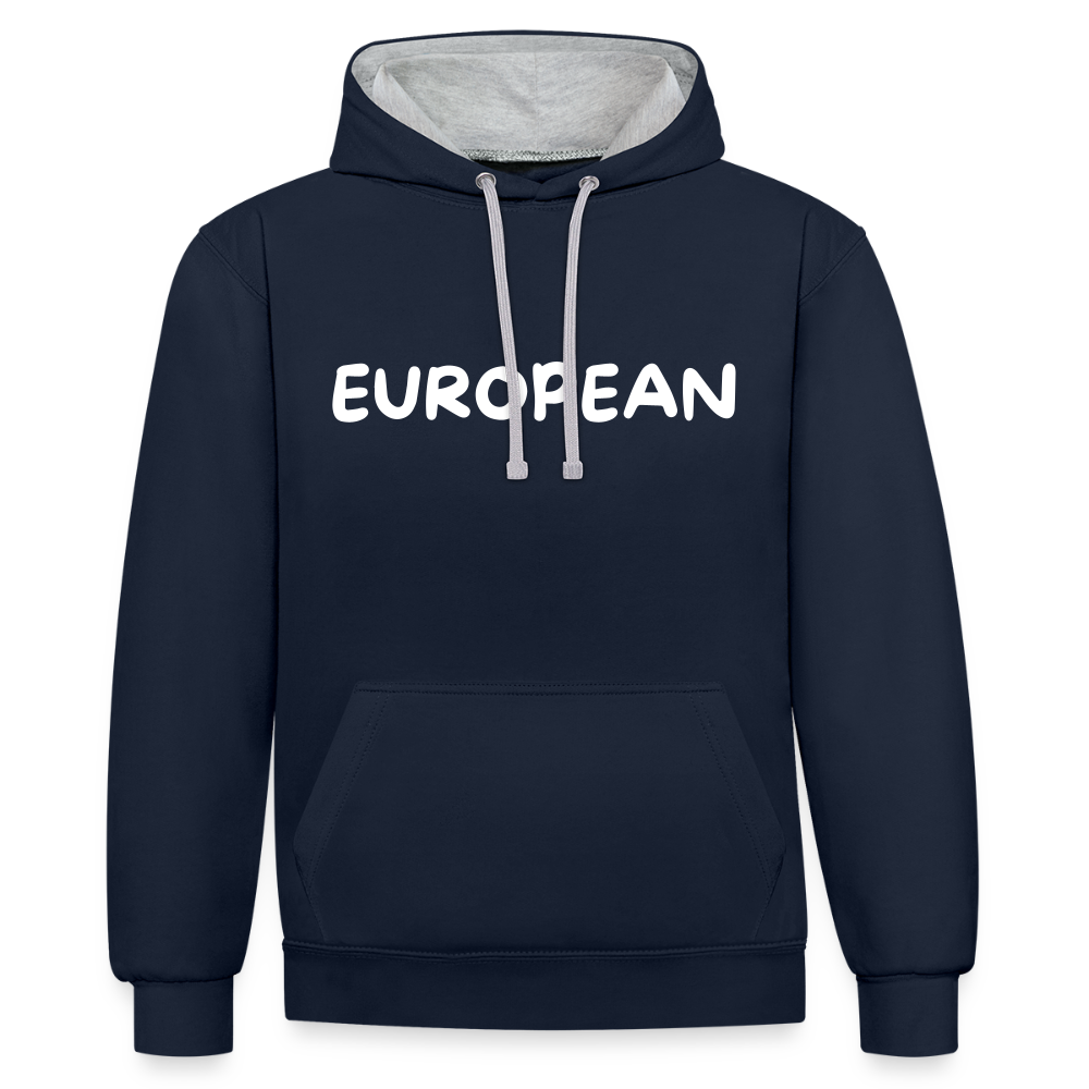 "EUROPEAN" - Kontrast-Hoodie - navy/heather grey
