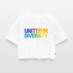 "United in Diversity - LGBTQ" Women’s Oversized Organic Cropped T-Shirt - white